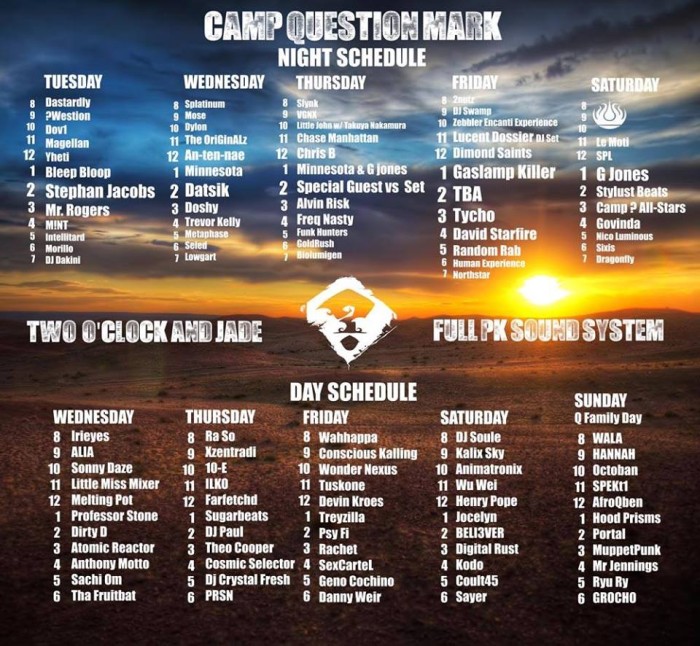 camp questionmark 2014 dj schedule