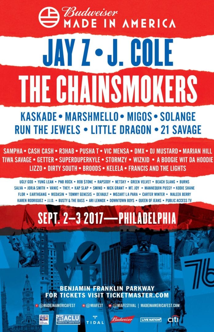 Made in America 2017 Lineup Announced Jay Z, J. Cole, The Chainsmokers