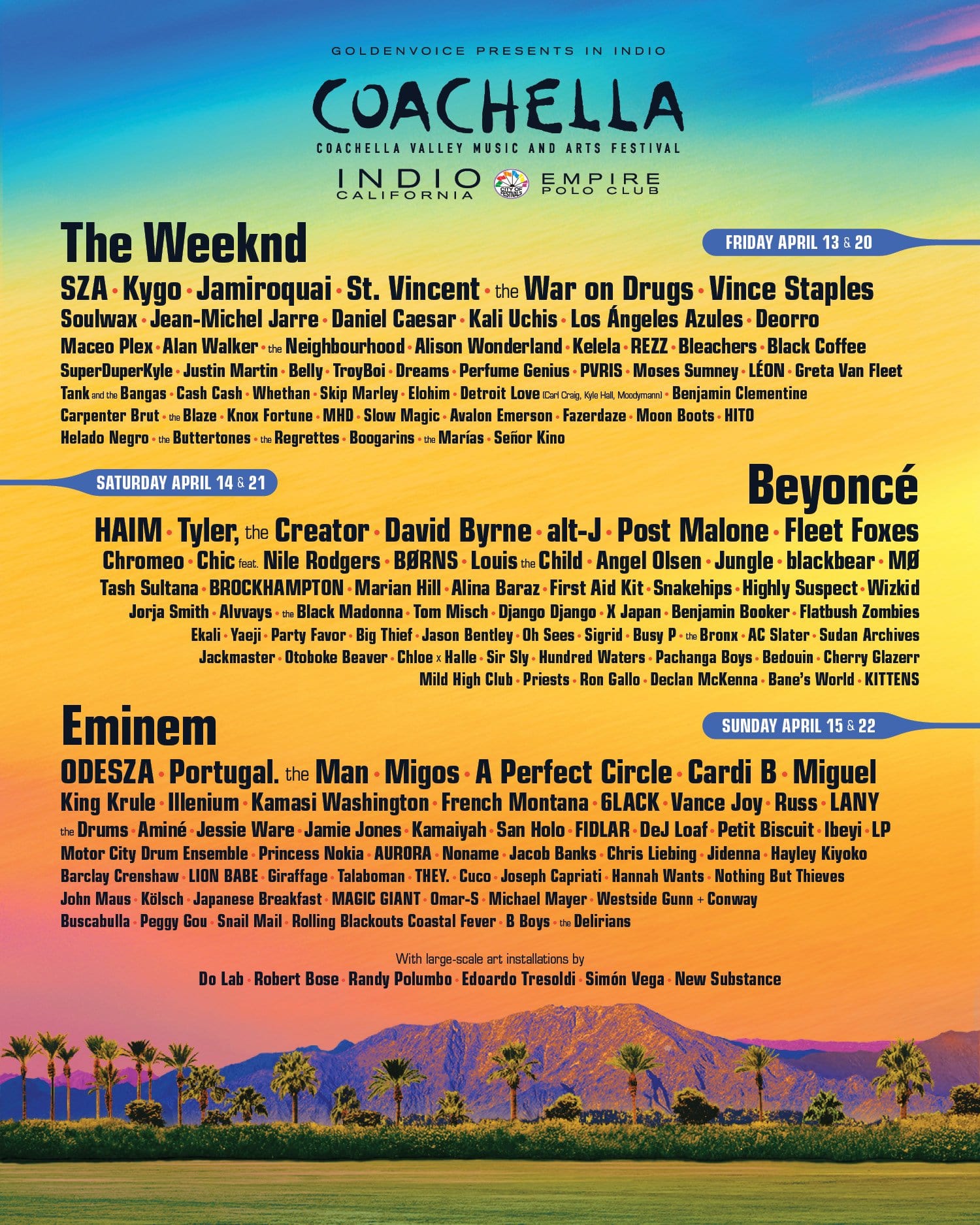 Coachella announces 2018 lineup LIVE music blog