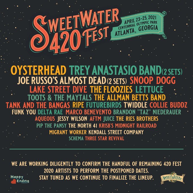 SweetWater 420 Fest Confirms 2021 Dates & Lineup Following 2020